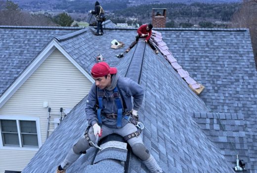 Roof repair done by expert Vermont roofing contractors to fix roof damage.