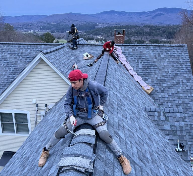 Roof repair done by expert Vermont roofing contractors to fix roof damage.