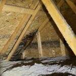 Inside of leaking roof with storm damage.