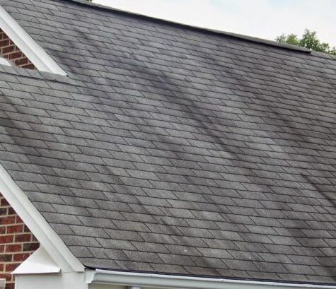dark streaks on the roof asphalt shingles due to algae growth