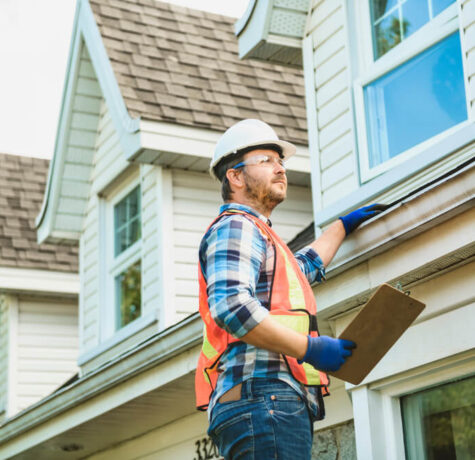 local roofing expert conducts roof inspection