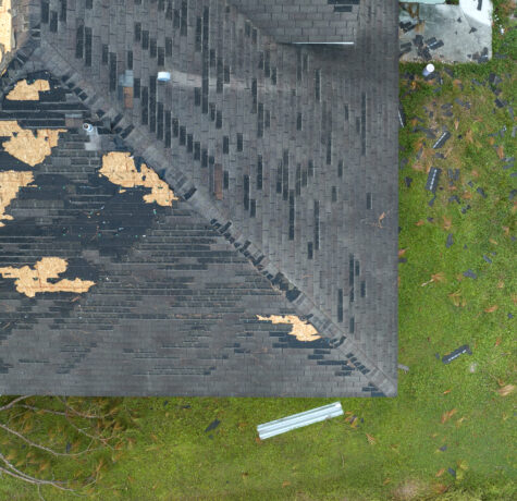 Roof with storm damage in need of roof repair from Vermont storm.