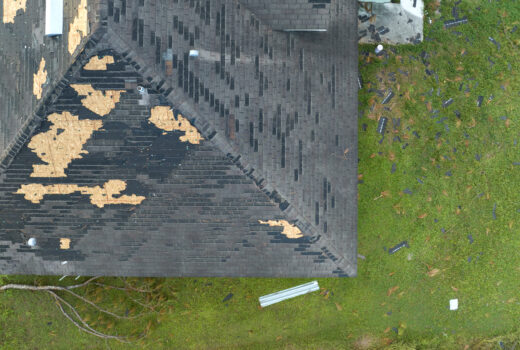 Roof with storm damage in need of roof repair from Vermont storm.