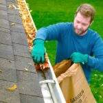 Gutter maintenance of cleaning leaves to extend roof life.