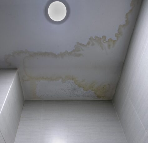 Home ceiling shows signs of roof leak.